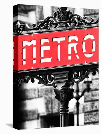 Classic Art, Metro Sign at the Louvre Metro Station, Paris, France-Philippe Hugonnard-Stretched Canvas