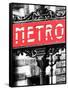 Classic Art, Metro Sign at the Louvre Metro Station, Paris, France-Philippe Hugonnard-Framed Stretched Canvas