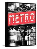 Classic Art, Metro Sign at the Louvre Metro Station, Paris, France-Philippe Hugonnard-Framed Stretched Canvas