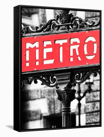 Classic Art, Metro Sign at the Louvre Metro Station, Paris, France-Philippe Hugonnard-Framed Stretched Canvas