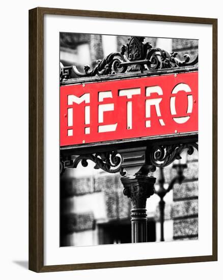 Classic Art, Metro Sign at the Louvre Metro Station, Paris, France-Philippe Hugonnard-Framed Premium Photographic Print