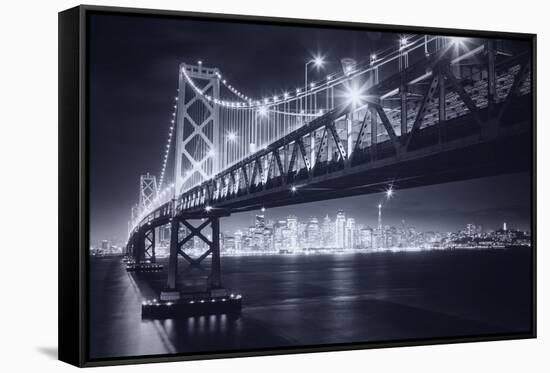 Classic Black and White Night in the City - San Francisco, California-Vincent James-Framed Stretched Canvas