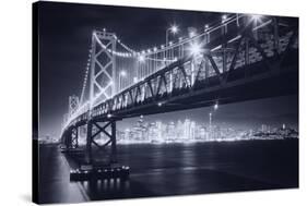 Classic Black and White Night in the City - San Francisco, California-Vincent James-Stretched Canvas