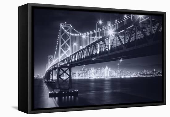 Classic Black and White Night in the City - San Francisco, California-Vincent James-Framed Stretched Canvas