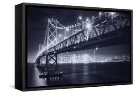 Classic Black and White Night in the City - San Francisco, California-Vincent James-Framed Stretched Canvas