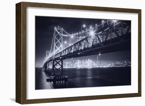 Classic Black and White Night in the City - San Francisco, California-Vincent James-Framed Premium Photographic Print