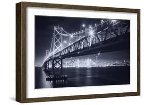 Classic Black and White Night in the City - San Francisco, California-Vincent James-Framed Premium Photographic Print