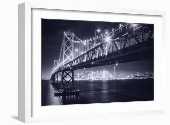 Classic Black and White Night in the City - San Francisco, California-Vincent James-Framed Premium Photographic Print