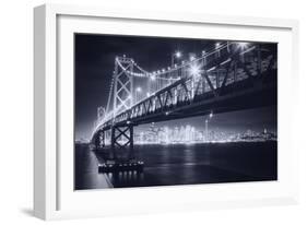 Classic Black and White Night in the City - San Francisco, California-Vincent James-Framed Premium Photographic Print