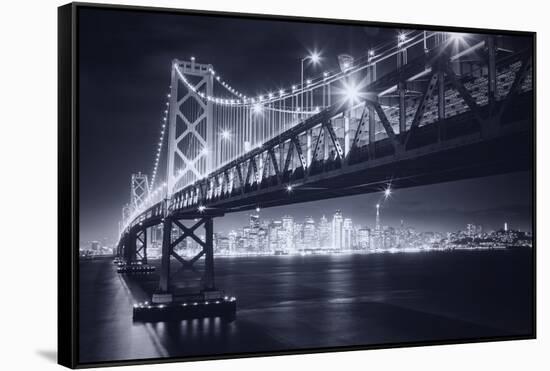 Classic Black and White Night in the City - San Francisco, California-Vincent James-Framed Stretched Canvas