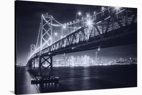 Classic Black and White Night in the City - San Francisco, California-Vincent James-Stretched Canvas