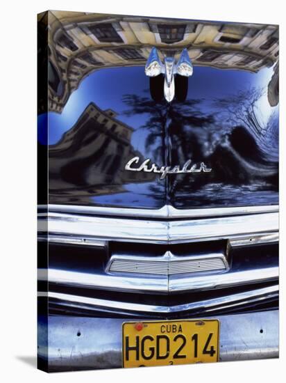 Classic Black Chrysler Car with Reflections in Paintwork, Havana, Cuba, West Indies-Lee Frost-Stretched Canvas