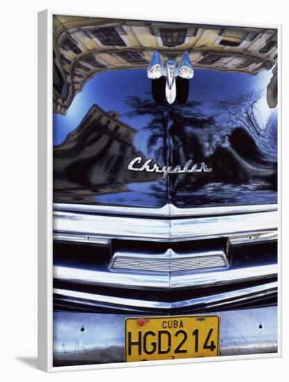 Classic Black Chrysler Car with Reflections in Paintwork, Havana, Cuba, West Indies-Lee Frost-Framed Photographic Print