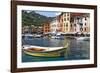 Classic Boat in Portofino Harbor, Liguria, Italy-George Oze-Framed Photographic Print