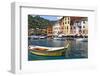 Classic Boat in Portofino Harbor, Liguria, Italy-George Oze-Framed Photographic Print