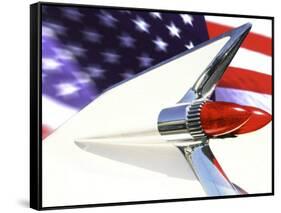 Classic Cadillac and American Flag-Bill Bachmann-Framed Stretched Canvas