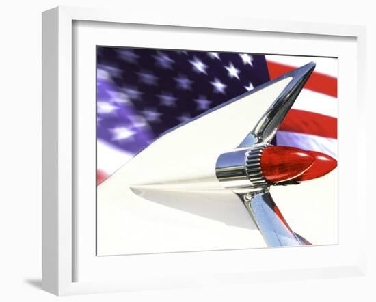 Classic Cadillac and American Flag-Bill Bachmann-Framed Premium Photographic Print