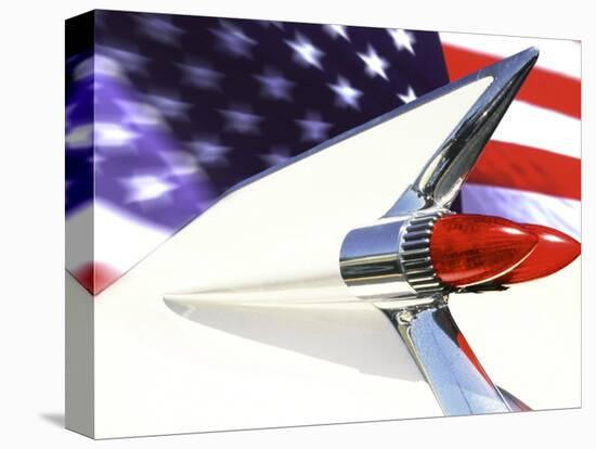 Classic Cadillac and American Flag-Bill Bachmann-Stretched Canvas