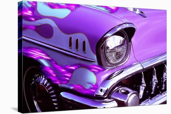 Classic car: Chevrolet with flaming hood-Bill Bachmann-Stretched Canvas