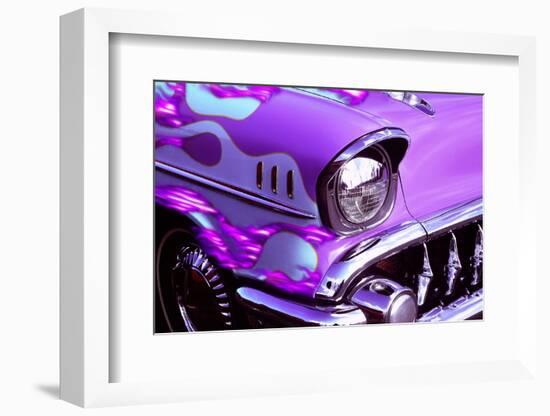 Classic car: Chevrolet with flaming hood-Bill Bachmann-Framed Photographic Print