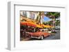 Classic Car in front of the Paparazzi Restaurant, Ocean Drive-null-Framed Art Print