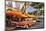 Classic Car in front of the Paparazzi Restaurant, Ocean Drive-null-Mounted Art Print