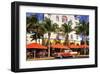 Classic Car in front of the Paparazzi Restaurant, Ocean Drive-null-Framed Art Print