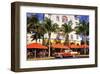 Classic Car in front of the Paparazzi Restaurant, Ocean Drive-null-Framed Art Print