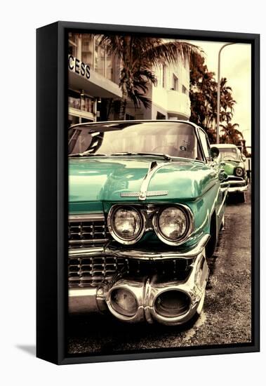 Classic Cars of Miami Beach-Philippe Hugonnard-Framed Stretched Canvas