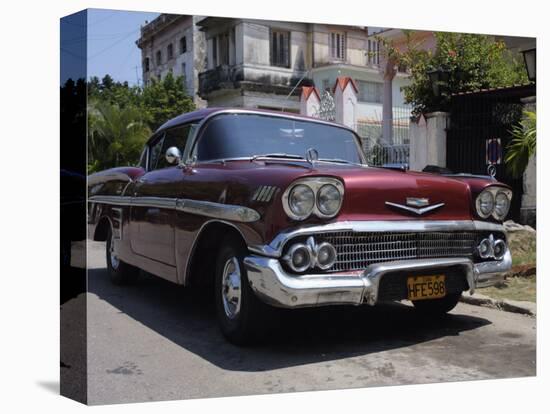 Classic Chevrolet Impala Saloon Car, Vedado, Havana, Cuba, West Indies, Central America-John Harden-Stretched Canvas