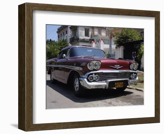 Classic Chevrolet Impala Saloon Car, Vedado, Havana, Cuba, West Indies, Central America-John Harden-Framed Photographic Print