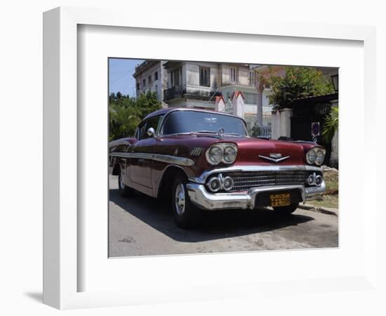 Classic Chevrolet Impala Saloon Car, Vedado, Havana, Cuba, West Indies, Central America-John Harden-Framed Photographic Print