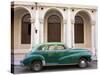 Classic Green American Car Parked Outside the National Ballet School, Havana, Cuba-Lee Frost-Stretched Canvas