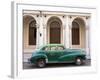 Classic Green American Car Parked Outside the National Ballet School, Havana, Cuba-Lee Frost-Framed Photographic Print