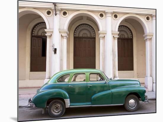 Classic Green American Car Parked Outside the National Ballet School, Havana, Cuba-Lee Frost-Mounted Photographic Print