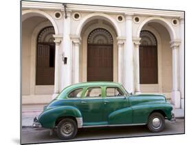 Classic Green American Car Parked Outside the National Ballet School, Havana, Cuba-Lee Frost-Mounted Photographic Print