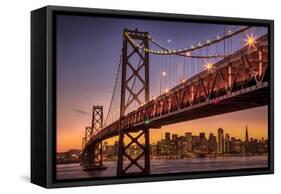 Classic Holiday Lights at San Francisco at Night, Treasure Island-Vincent James-Framed Stretched Canvas