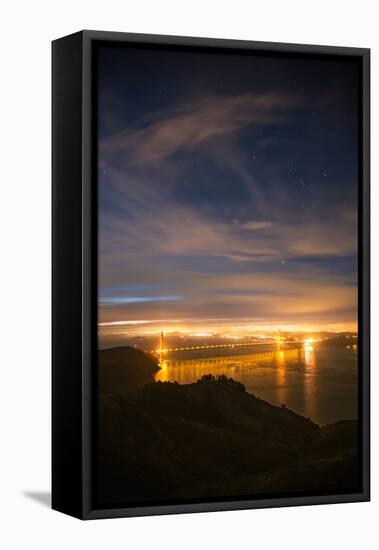 Classic Night View and Stars Over Golden Gate Bridge, San Francisco-Vincent James-Framed Stretched Canvas