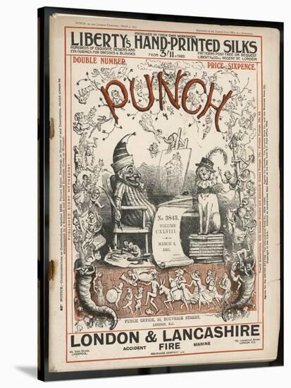 Classic Punch Cover with Mr. Punch and His Dog Toby-Richard Doyle-Stretched Canvas