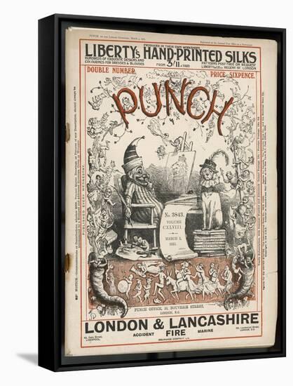 Classic Punch Cover with Mr. Punch and His Dog Toby-Richard Doyle-Framed Stretched Canvas
