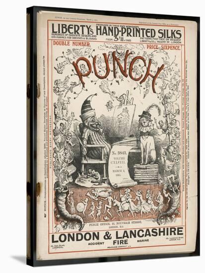 Classic Punch Cover with Mr. Punch and His Dog Toby-Richard Doyle-Stretched Canvas