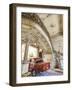 Classic Red American Car Parked Beneath Ornate Marble Staircase Inside Apartment Building-Lee Frost-Framed Photographic Print