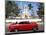 Classic Red American Car Parked By the Old Square in Vinales Village, Pinar Del Rio, Cuba-Lee Frost-Mounted Photographic Print