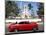 Classic Red American Car Parked By the Old Square in Vinales Village, Pinar Del Rio, Cuba-Lee Frost-Mounted Photographic Print