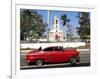 Classic Red American Car Parked By the Old Square in Vinales Village, Pinar Del Rio, Cuba-Lee Frost-Framed Photographic Print