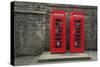 Classic Red British Telephone Box in Edinburgh, Scotland-Lisa_A-Stretched Canvas