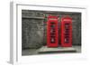 Classic Red British Telephone Box in Edinburgh, Scotland-Lisa_A-Framed Photographic Print