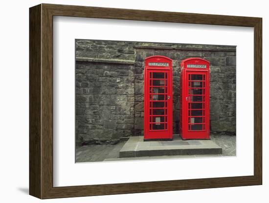 Classic Red British Telephone Box in Edinburgh, Scotland-Lisa_A-Framed Photographic Print