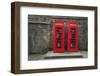 Classic Red British Telephone Box in Edinburgh, Scotland-Lisa_A-Framed Photographic Print