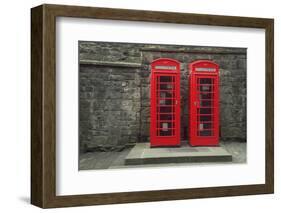 Classic Red British Telephone Box in Edinburgh, Scotland-Lisa_A-Framed Photographic Print